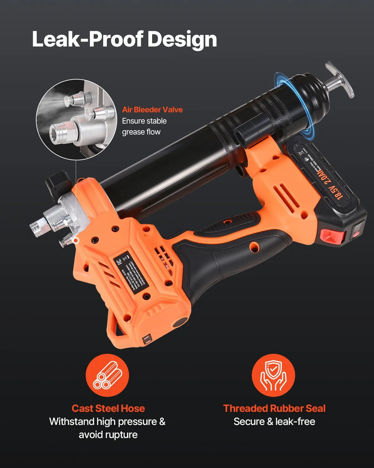 Cordless grease gun, 552 bar, with LED light and 90 cm hose, compatible with 18 V Makita batteries (battery not included)