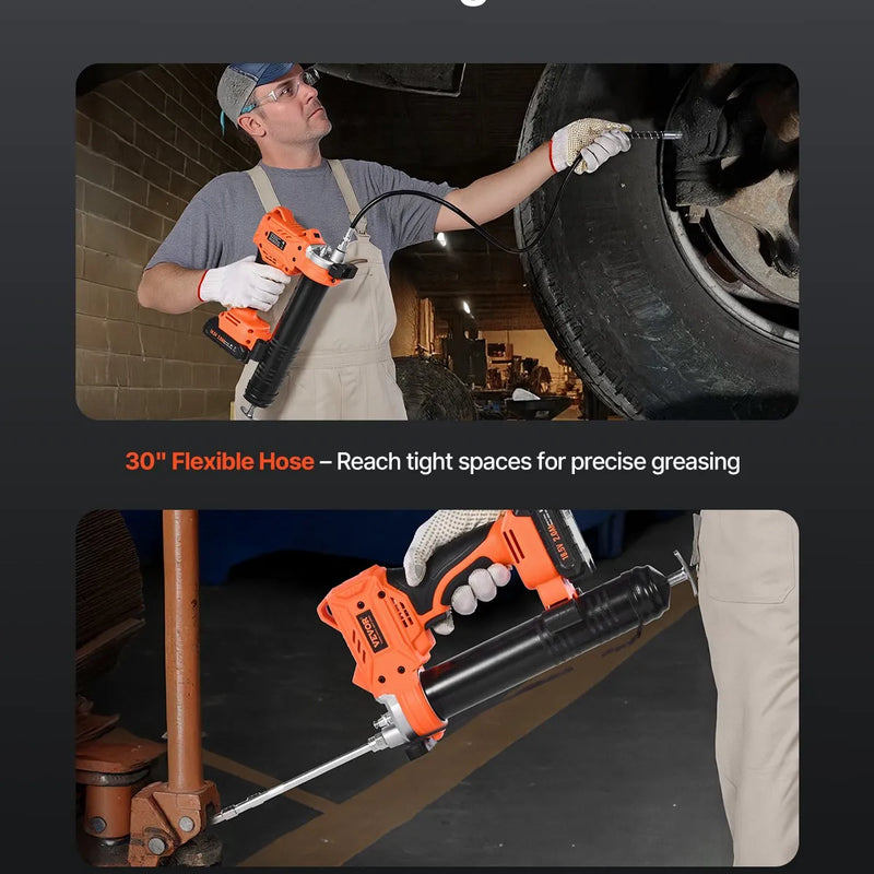 Bezvadu smērvielas pistole 550 bar maksimālais spiediens, akumulatora darbināma, ar LED apgaismojumu un 900 mm šļūteni, saderīga ar 18 V Makita akumulatoriem, paredzēta transportlīdzekļu un iekārtu eļļošanai (tikai instruments)