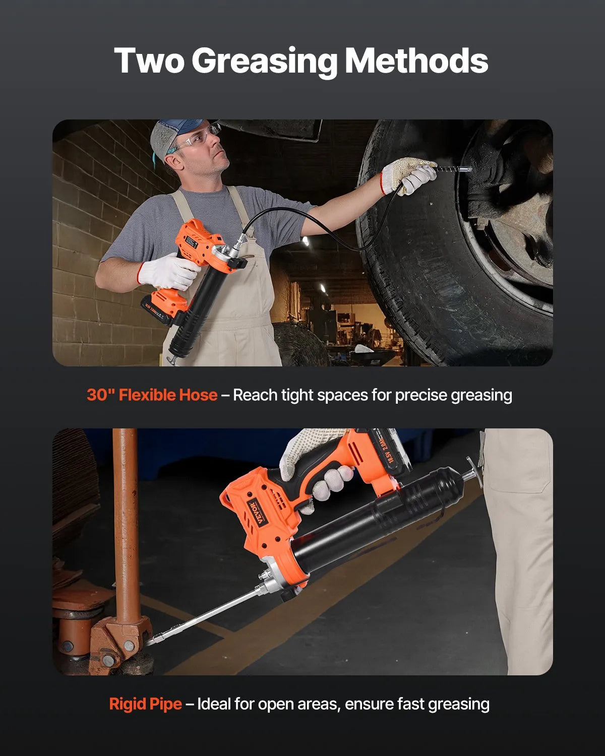 Cordless grease gun, 552 bar, with LED light and 90 cm hose, compatible with 18 V Makita batteries (battery not included)
