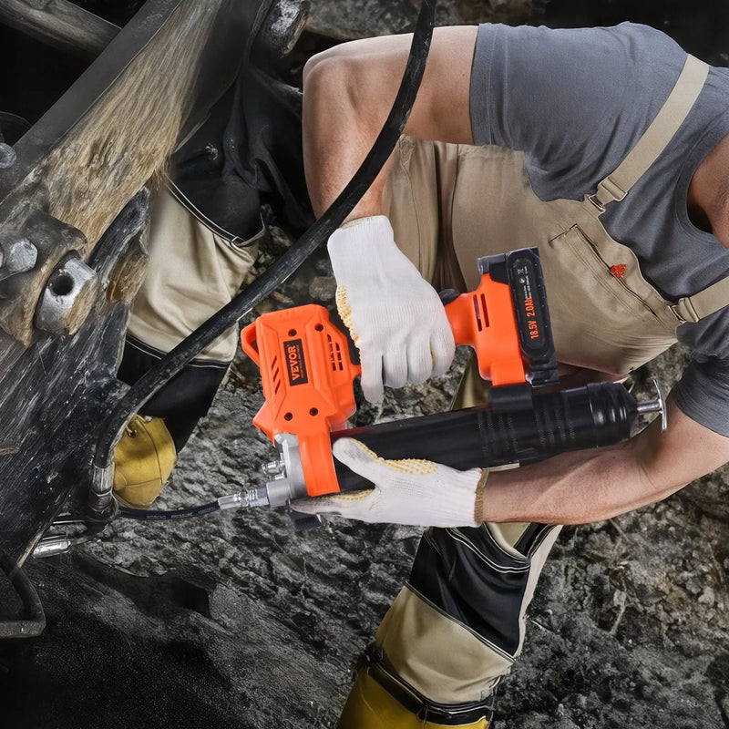 Bezvadu smērvielas pistole 550 bar maksimālais spiediens, akumulatora darbināma, ar LED apgaismojumu un 900 mm šļūteni, saderīga ar 18 V Makita akumulatoriem, paredzēta transportlīdzekļu un iekārtu eļļošanai (tikai instruments)