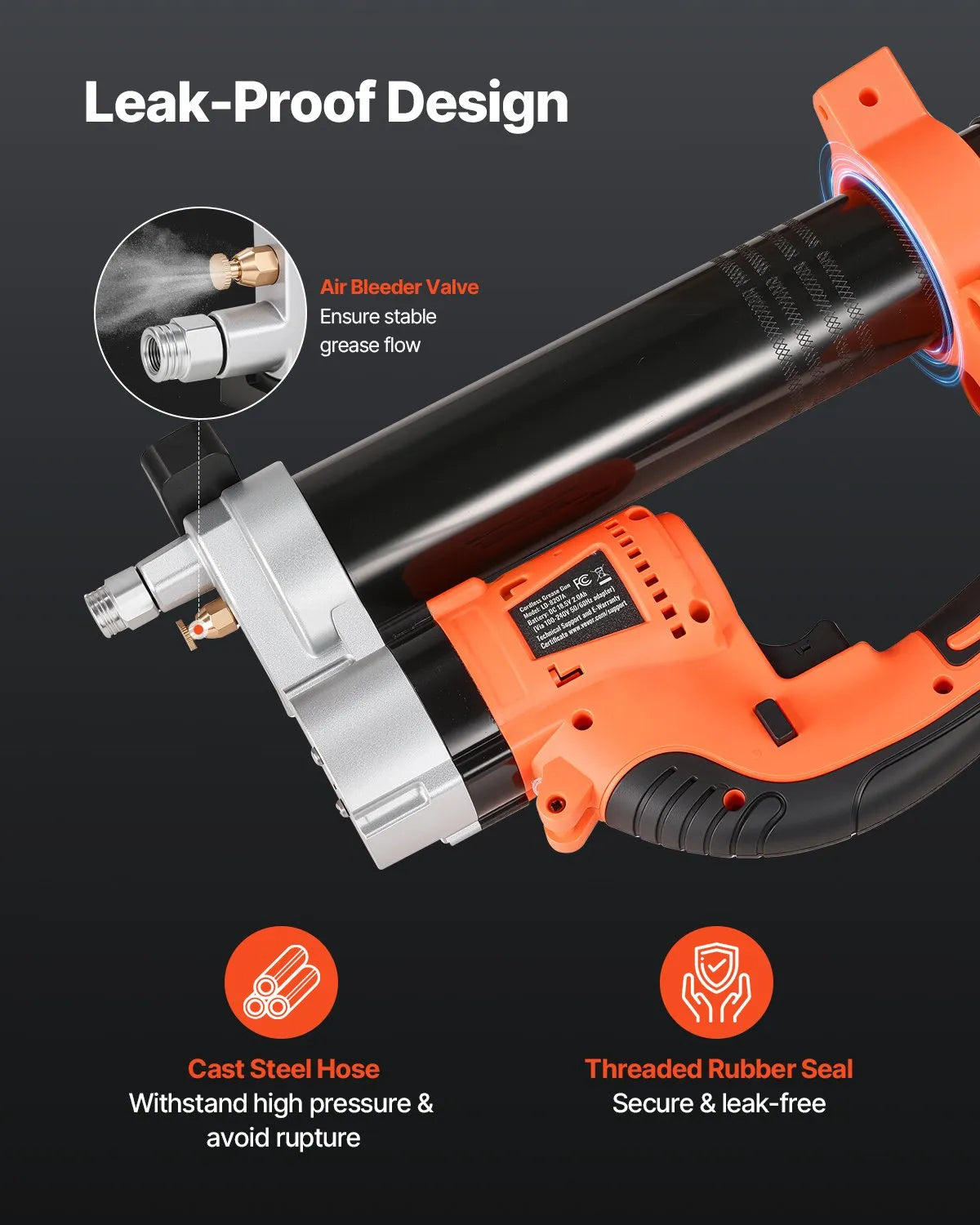 Cordless Grease Gun 55 MPa Maximum Pressure, Electric Grease Gun with LED Light and 900 mm Hose, Compatible with 18 V Makita Batteries, Suitable for Vehicle and Equipment Lubrication (Tool Only)