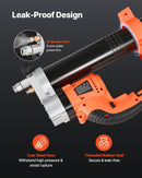 Bezvadu smērvielas pistole 55 MPa maksimālais spiediens, 20 V elektriskā smērvielas pistole ar 2,0 Ah akumulatoru un LED apgaismojumu, 760 mm šļūteni un pārnēsājamo somu, ar maināmas ātruma vadības pogu, paredzēta transportlīdzekļu un iekārtu eļļļošanai