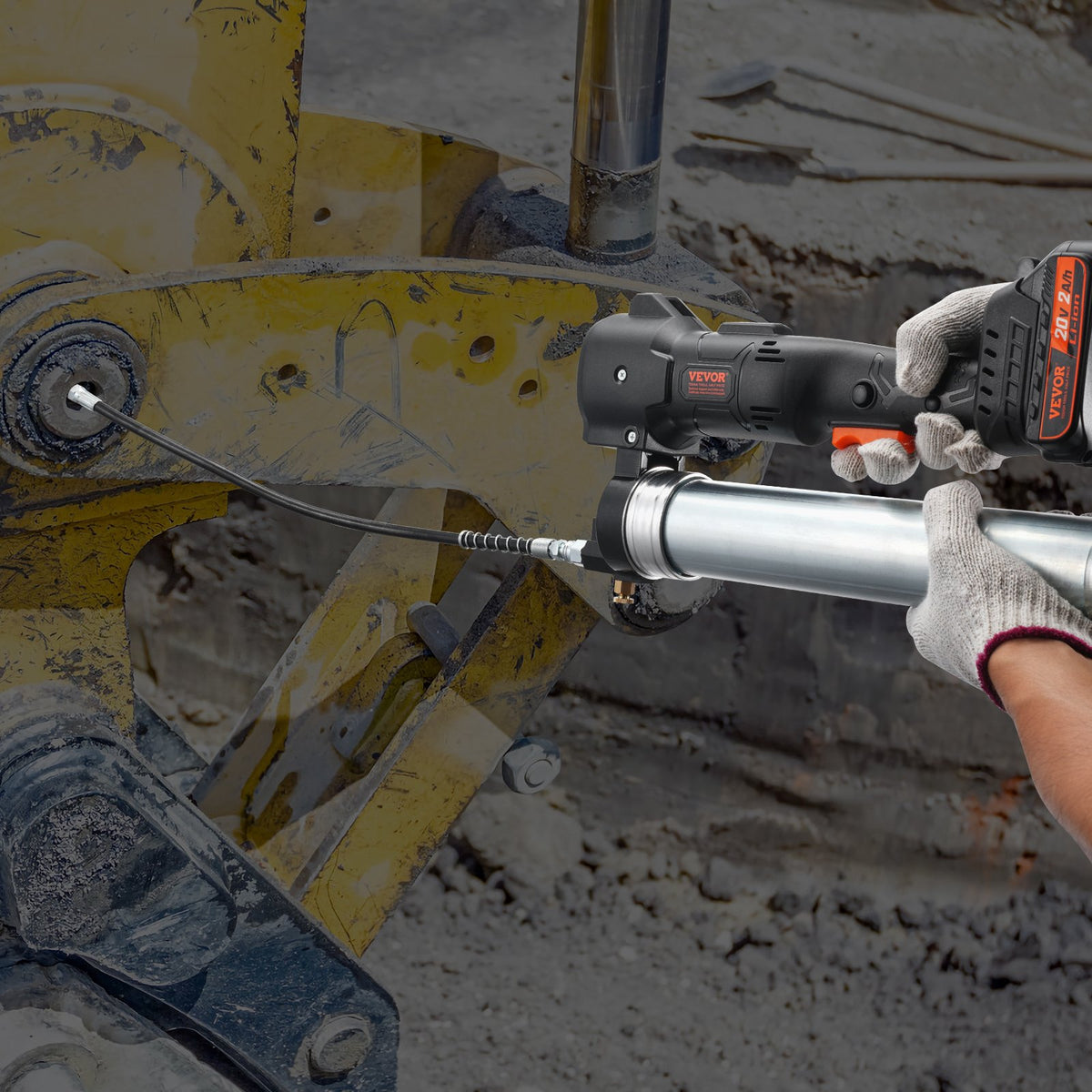VEVOR Cordless Grease Gun, 20V, 2.0 Ah Battery Kit, 10,000 PSI, with Carrying Case