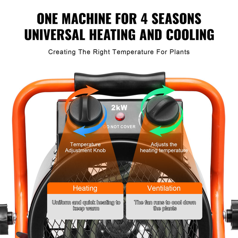 VEVOR Sildītājs 2000W ar Ātru Uzkarsēšanu un Aizsardzību Pret Pārkaršanu, Ūdensnecaurlaidīgs