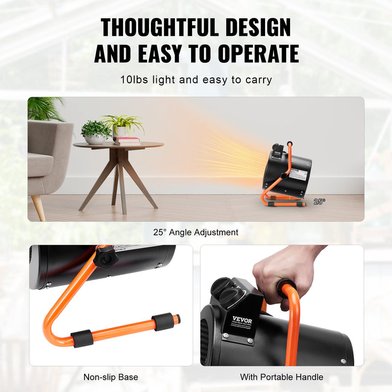 VEVOR Sildītājs 2000W ar Ātru Uzkarsēšanu un Aizsardzību Pret Pārkaršanu, Ūdensnecaurlaidīgs