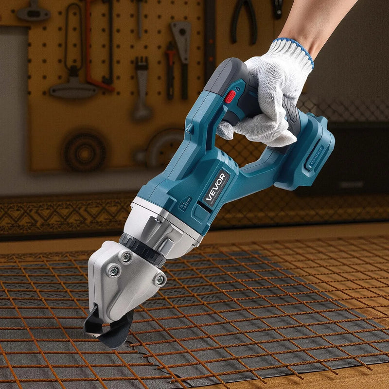 VEVOR bezvadu lokšņu metāla griezējs ar 360° grozāmu griešanas galvu, dubultiem asmeņiem, ātrums līdz 25 000 apgr./min, paredzēts līdz 1,22 mm cinkota tērauda, 1 mm nerūsējošā tērauda, alumīnija lokšņu, plastmasas un kartona griešanai