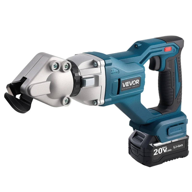 VEVOR bezvadu lokšņu metāla griezējs ar 360° grozāmu galvu, dubultiem asmeņiem, 20 V, 2800 gāj./min, paredzēts līdz 1,22 mm cinkota tērauda, 1 mm nerūsējošā tērauda, alumīnija, plastmasas un kartona griešanai