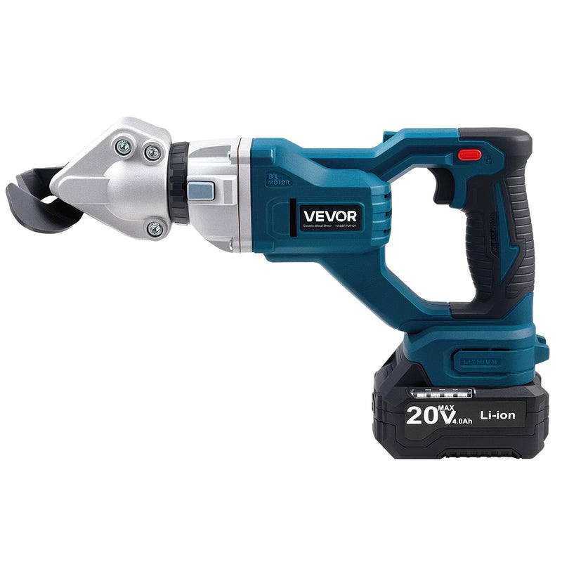 VEVOR bezvadu lokšņu metāla griezējs ar 360° grozāmu galvu, dubultiem asmeņiem, 20 V, 2800 gāj./min, paredzēts līdz 1,22 mm cinkota tērauda, 1 mm nerūsējošā tērauda, alumīnija, plastmasas un kartona griešanai