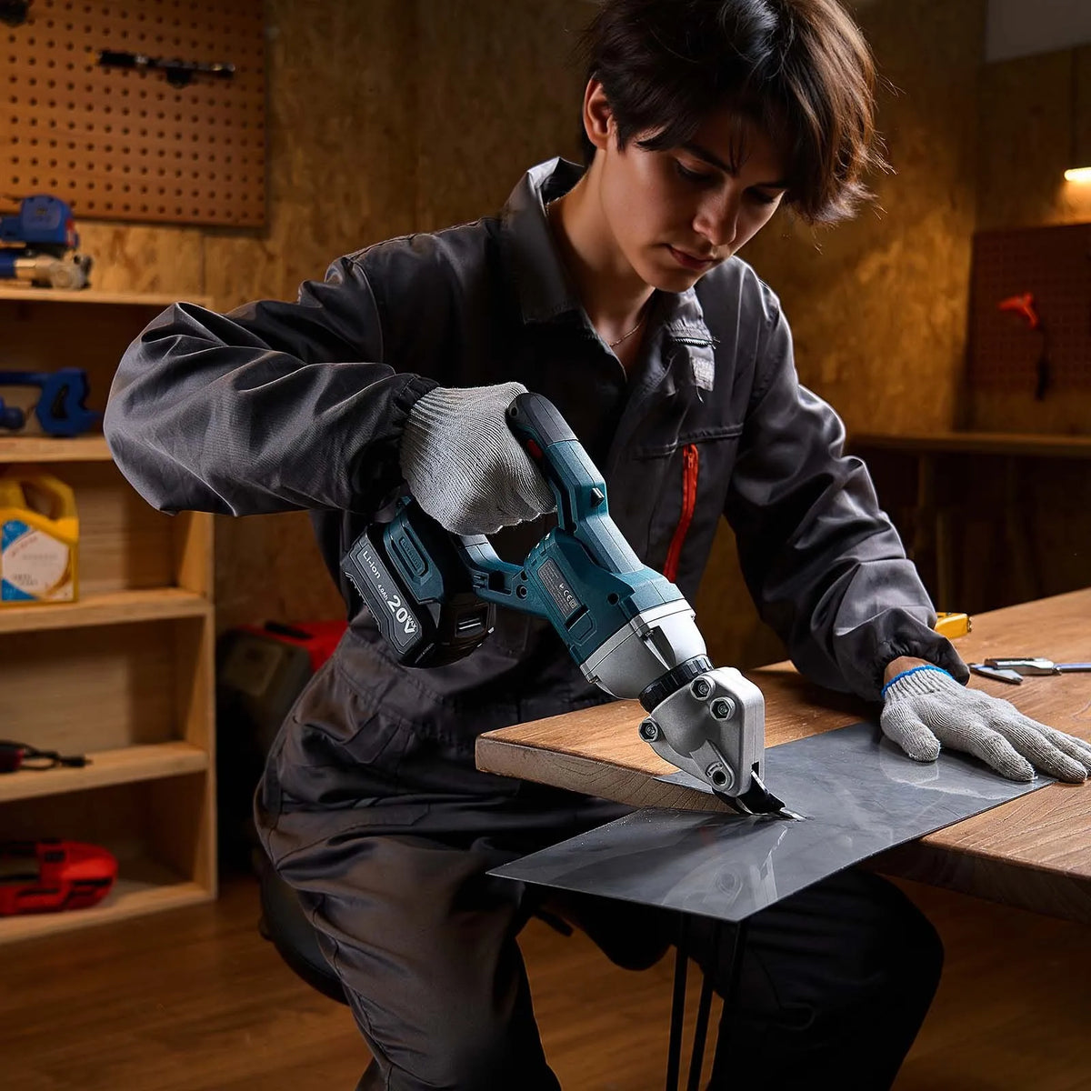 VEVOR Cordless Sheet Metal Shear with 360° Rotating Head, Dual Blades, 20V, 2800 Strokes/min, for Cutting up to 1.22 mm Galvanised Steel, 1 mm Stainless Steel, Aluminium, Plastic and Cardboard
