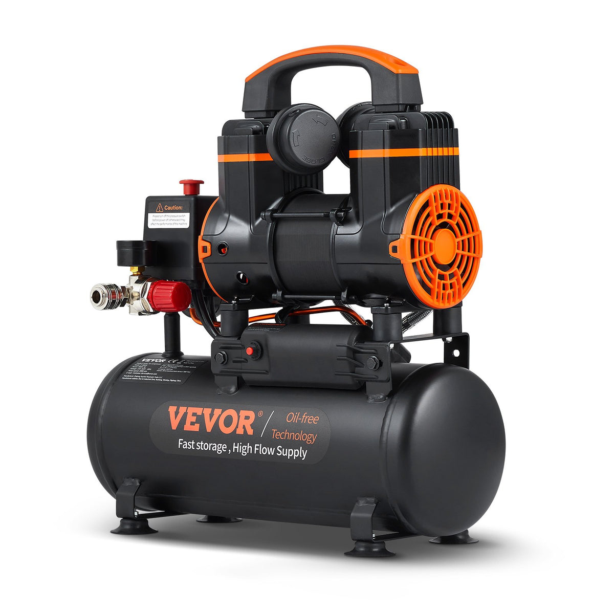 VEVOR Air Compressor 7.95 L, 900 W, 2.2 CFM @ 90 PSI, 70 dB, Ultra-Quiet, Oil-Free
