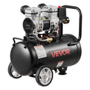 VEVOR bezeļļas gaisa kompresors 24 l, 1,1 kW, 68 l/min pie 6,2 bar, maksimālais spiediens 8 bar, uz riteņiem riepu piepumpēšanai, krāsošanai un pneimatiskajiem instrumentiem