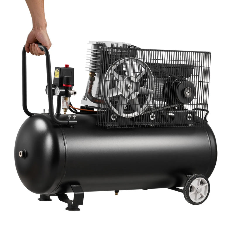 VEVOR gaisa kompresors 100 l, 3 kW siksnas piedziņas kompresors ar tvertni, 226 l/min pie 6,2 bar, maksimālais spiediens 10 bar, uz riteņiem autoservisam, krāsošanai un pneimatiskajiem instrumentiem
