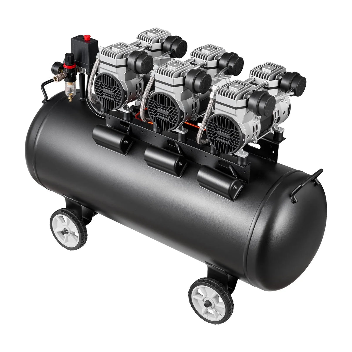 VEVOR õlivaba õhukompressor 100 l, 3 kW, 198 l/min, 8 bar, ratastel kompressor rehvide täispumpamiseks, värvimiseks ja pneumaatiliste tööriistade jaoks