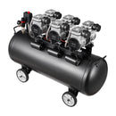 VEVOR bezeļļas gaisa kompresors 100 l, 3 kW, 198 l/min, 8 bar, kompresors uz riteņiem riepu piepumpēšanai, krāsošanai un pneimatiskajiem instrumentiem