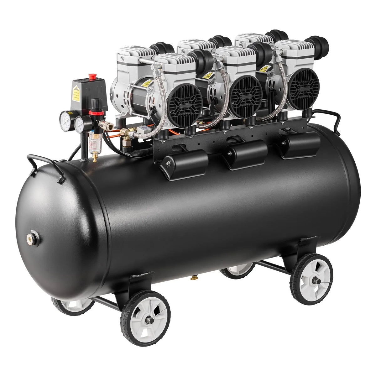 VEVOR õlivaba õhukompressor 100 l, 3 kW, 198 l/min, 8 bar, ratastel kompressor rehvide täispumpamiseks, värvimiseks ja pneumaatiliste tööriistade jaoks