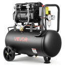 VEVOR bezeļļas gaisa kompresors 30 l, 1,5 kW, 126 l/min pie 6,2 bar, maksimālais spiediens 8 bar, uz riteņiem riepu piepumpēšanai, krāsošanai un pneimatiskajiem instrumentiem