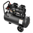 VEVOR bezeļļas gaisa kompresors 30 l, 1,5 kW, 126 l/min pie 6,2 bar, maksimālais spiediens 8 bar, uz riteņiem riepu piepumpēšanai, krāsošanai un pneimatiskajiem instrumentiem