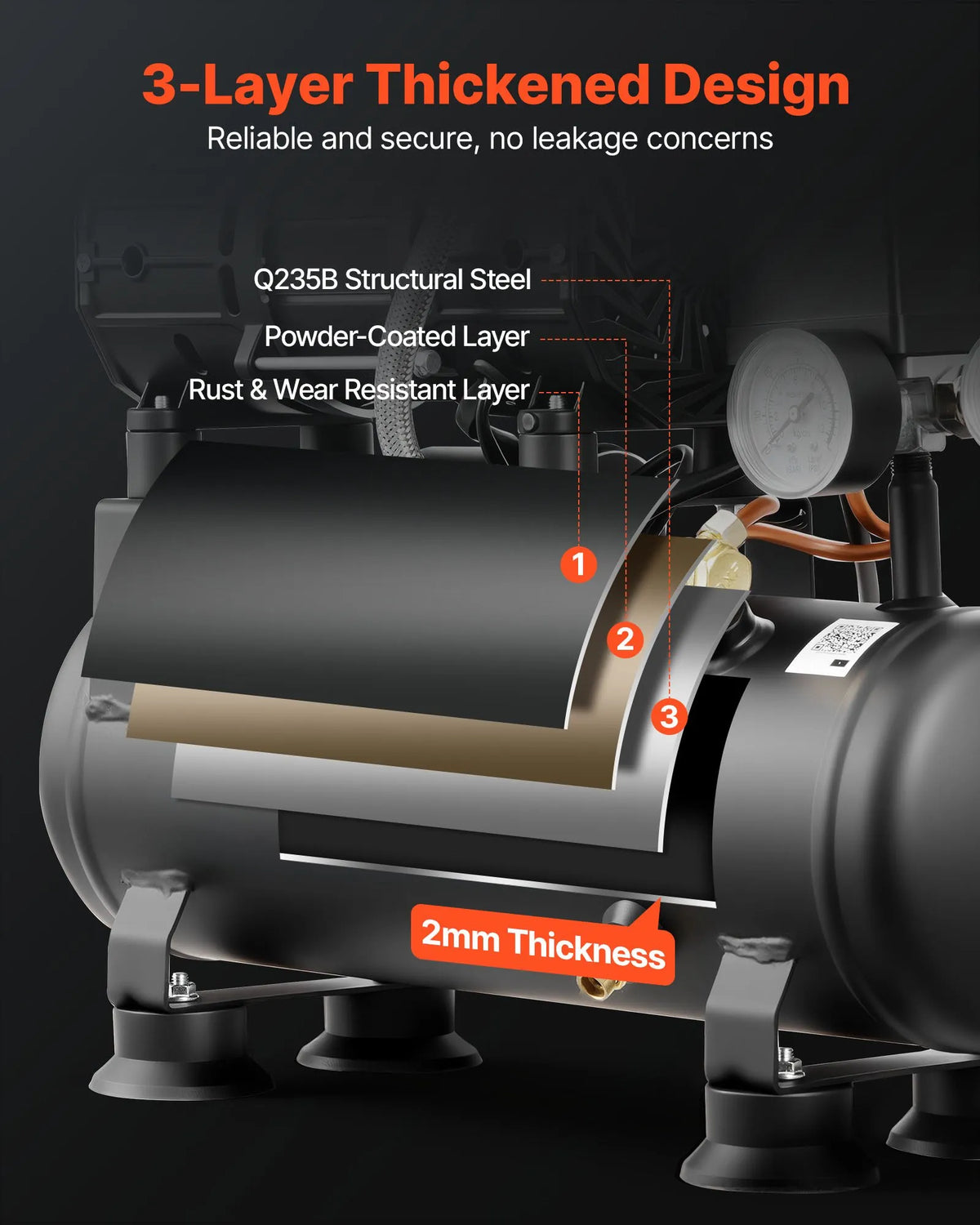 VEVOR õlivaba õhukompressor 6 l, 0,75 kW, 71 l/min, 8 bar, kaasaskantav kompressor rehvide täispumpamiseks, värvimiseks ja pneumaatiliste tööriistade jaoks