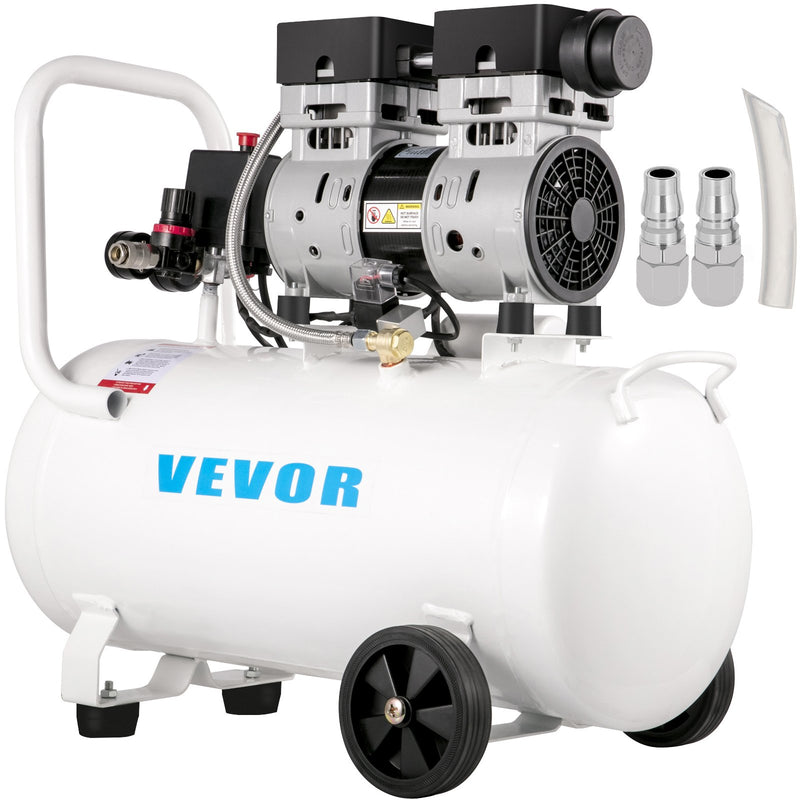 VEVOR gaisa kompresors 11 L, īpaši kluss, 1 HP, bez-eļļas, tērauda tvertne, 750 W, pārnēsājams, 8 bar, mājas remontam un riepu piepumpēšanai