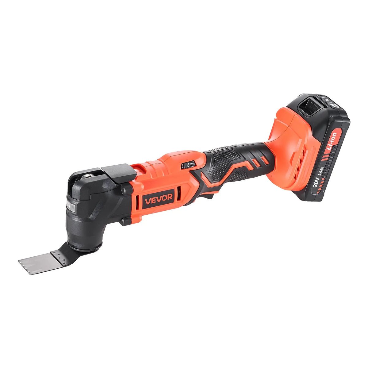 VEVOR Cordless Multi-Function Oscillating Tool 20V with 6 Speeds (8500–17000 OPM), 3.2° Oscillation Angle, 2.0 Ah Battery and Charger, 12 Cutting Accessories and LED Work Light