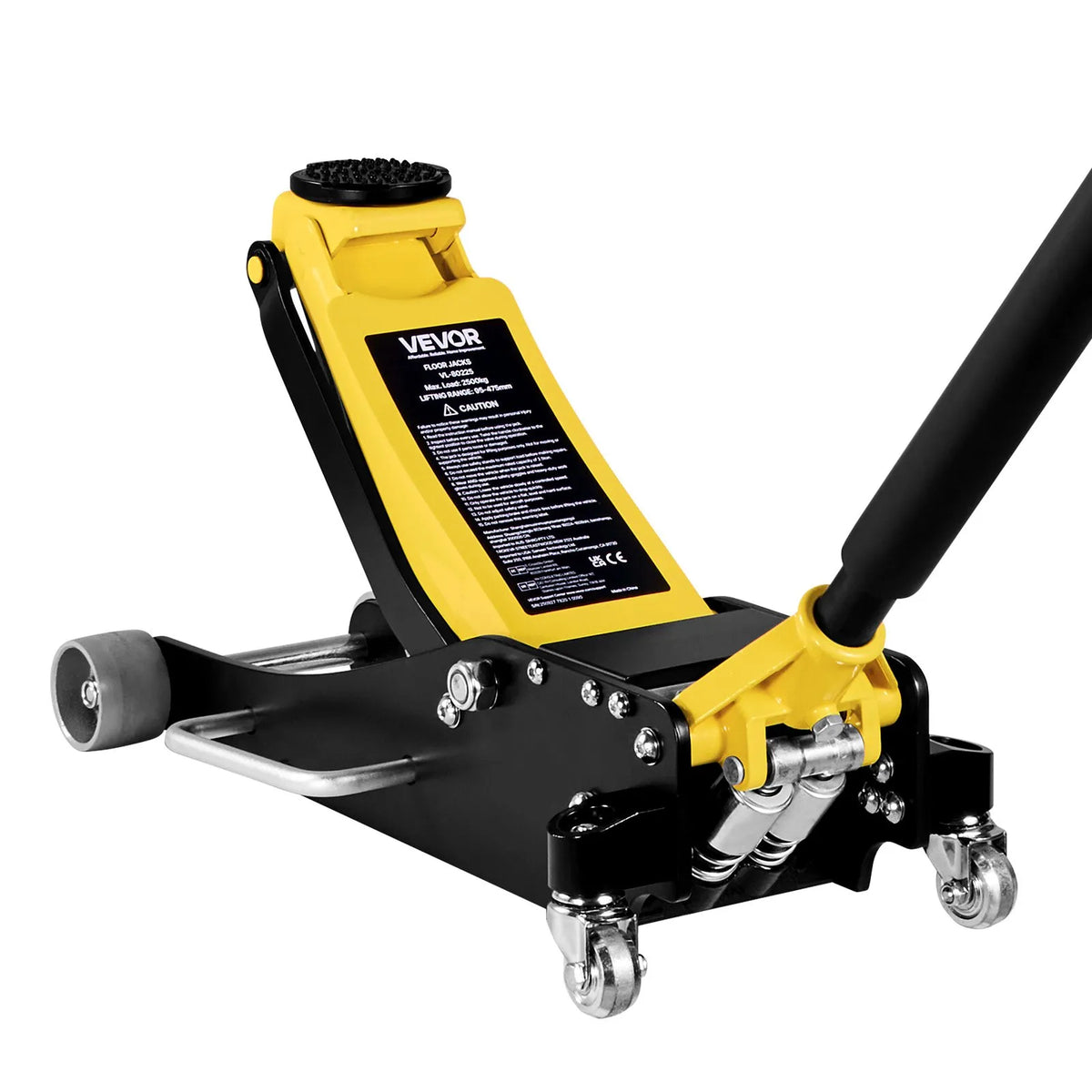 VEVOR Low Profile Hydraulic Floor Jack 2.5 t, Aluminium and Steel Construction, Racing Jack with Dual-Piston Fast-Lift Pump, Car Lift for Sedans and Compact SUVs, Lifting Range 95–475 mm