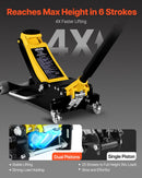 VEVOR zema profila hidrauliskais grīdas domkrats 2,5 t, alumīnija un tērauda konstrukcija, sacīkšu tipa domkrats ar divvirzuļu ātrās pacelšanas sūkni, automobiļu pacēlājs sedaniem un kompaktajiem SUV, pacelšanas diapazons 95–475 mm