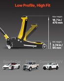 VEVOR zema profila hidrauliskais grīdas domkrats 2,5 t, alumīnija un tērauda konstrukcija, sacīkšu tipa domkrats ar divvirzuļu ātrās pacelšanas sūkni, automobiļu pacēlājs sedaniem un kompaktajiem SUV, pacelšanas diapazons 95–475 mm