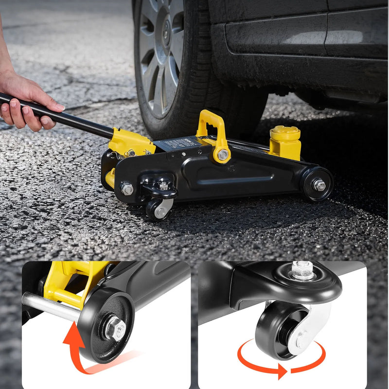 VEVOR zema profila hidrauliskais grīdas domkrats 1,5 t, tērauda sacīkšu tipa domkrats ar vienvirzuļa ātrās pacelšanas sūkni, transportēšanas koferis, automobiļu pacēlājs sporta auto un sedaniem, pacelšanas diapazons 130–310 mm