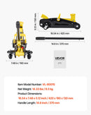 VEVOR zema profila hidrauliskais grīdas domkrats 1,5 t, tērauda sacīkšu tipa domkrats ar vienvirzuļa ātrās pacelšanas sūkni, transportēšanas koferis, automobiļu pacēlājs sporta auto un sedaniem, pacelšanas diapazons 130–310 mm