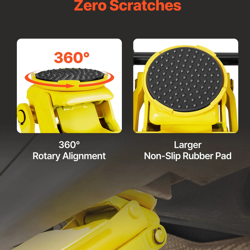 VEVOR zema profila grīdas domkrats, maksimālā slodze 2 t, tērauda sacīkšu grīdas domkrats ar diviem virzuļiem un ātrās pacelšanas sūkni, smagās hidraulikas ratiņu pacēlājs sporta automašīnām un sedaniem, pacelšanas diapazons 75–505 mm.