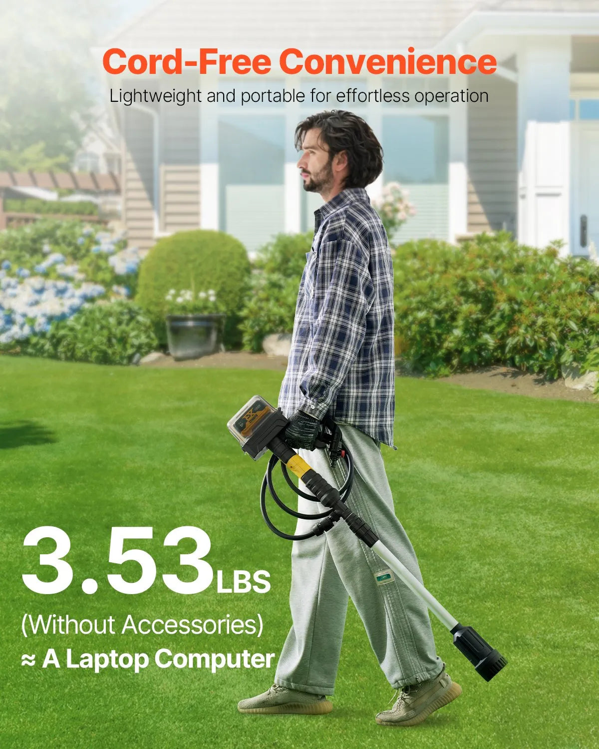 VEVOR Cordless Shaft Pump Water Transfer Pump 33 l/min, Portable Drainage Pump with NPT 3/4 Garden Hose Connection, Compatible with DEWALT 20 V Battery (Battery Not Included), for Pool, Garden and Pond