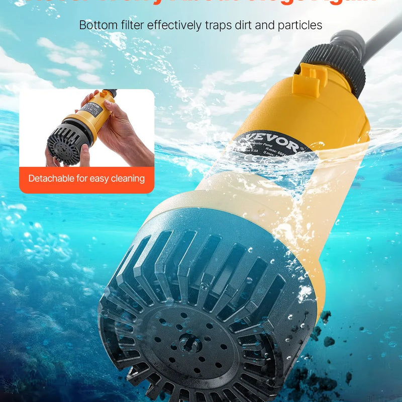 VEVOR bezvada iegremdējamais ūdens pārsūknēšanas sūknis 33 l/min, pārnēsājams drenāžas sūknis ar G3/4 dārza šļūtenes pieslēgumu, saderīgs ar DEWALT 20 V akumulatoru (bez akumulatora), baseinam, dārzam un dīķim