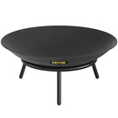 VEVOR ugunskura bļoda 56 cm, dziļa apaļa oglekļa tērauda ugunskura bļoda malkai, āra terasēm, pagalmiem un kempingiem, ar drenāžas atveri un ugunskura koka kociņu, melna