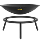 VEVOR ugunskura bļoda 56 cm, dziļa apaļa oglekļa tērauda ugunskura bļoda malkai, āra terasēm, pagalmiem un kempingiem, ar drenāžas atveri un ugunskura koka kociņu, melna