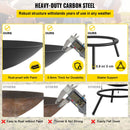 VEVOR ugunskura bļoda 56 cm, dziļa apaļa oglekļa tērauda ugunskura bļoda malkai, āra terasēm, pagalmiem un kempingiem, ar drenāžas atveri un ugunskura koka kociņu, melna