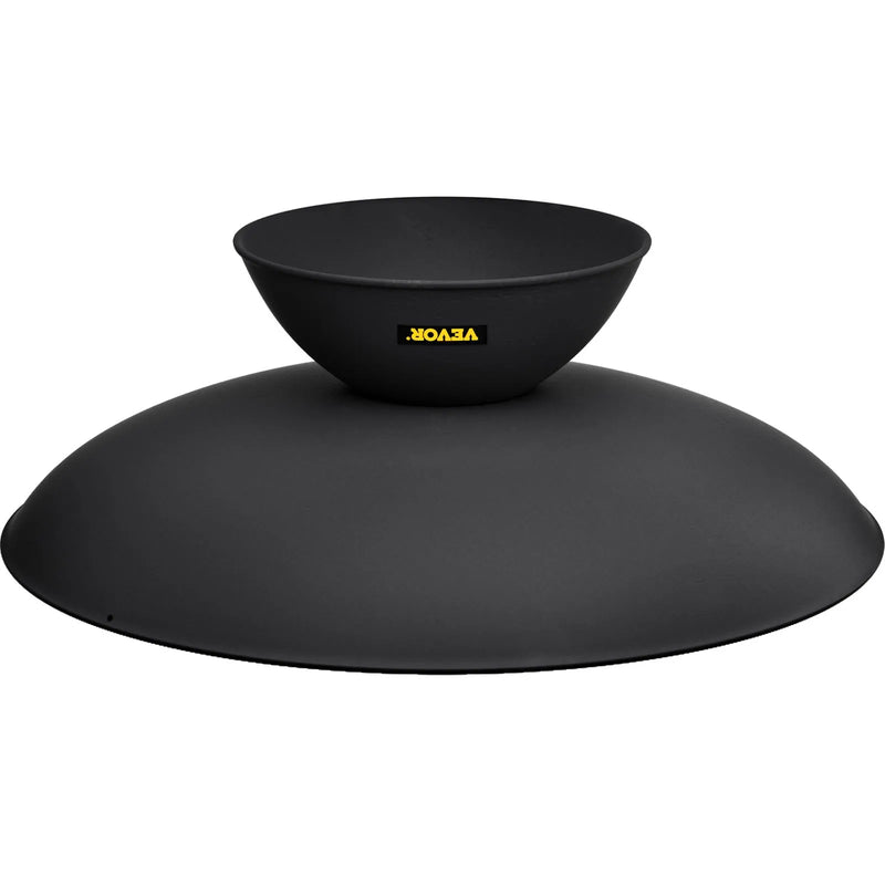 Угунскура VEVOR 76 см, dziļa apaļa čuguna ugunskura bļoda malkai, āra terasēm, pagalmiem un kempingiem, ar stabilu pamatni un ugunskura koku kociņu, melna