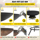 Угунскура VEVOR 76 см, dziļa apaļa čuguna ugunskura bļoda malkai, āra terasēm, pagalmiem un kempingiem, ar stabilu pamatni un ugunskura koku kociņu, melna