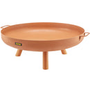 VEVOR ugunskura bļoda, 76 cm dziļa apaļa ugunskura bļoda no oglekļa tērauda, malkas kurināšanai terasēm, pagalmiem un kempingam, ar drenāžas atveri, pārnēsājamiem rokturiem un malkas kociņu, brūnā krāsā