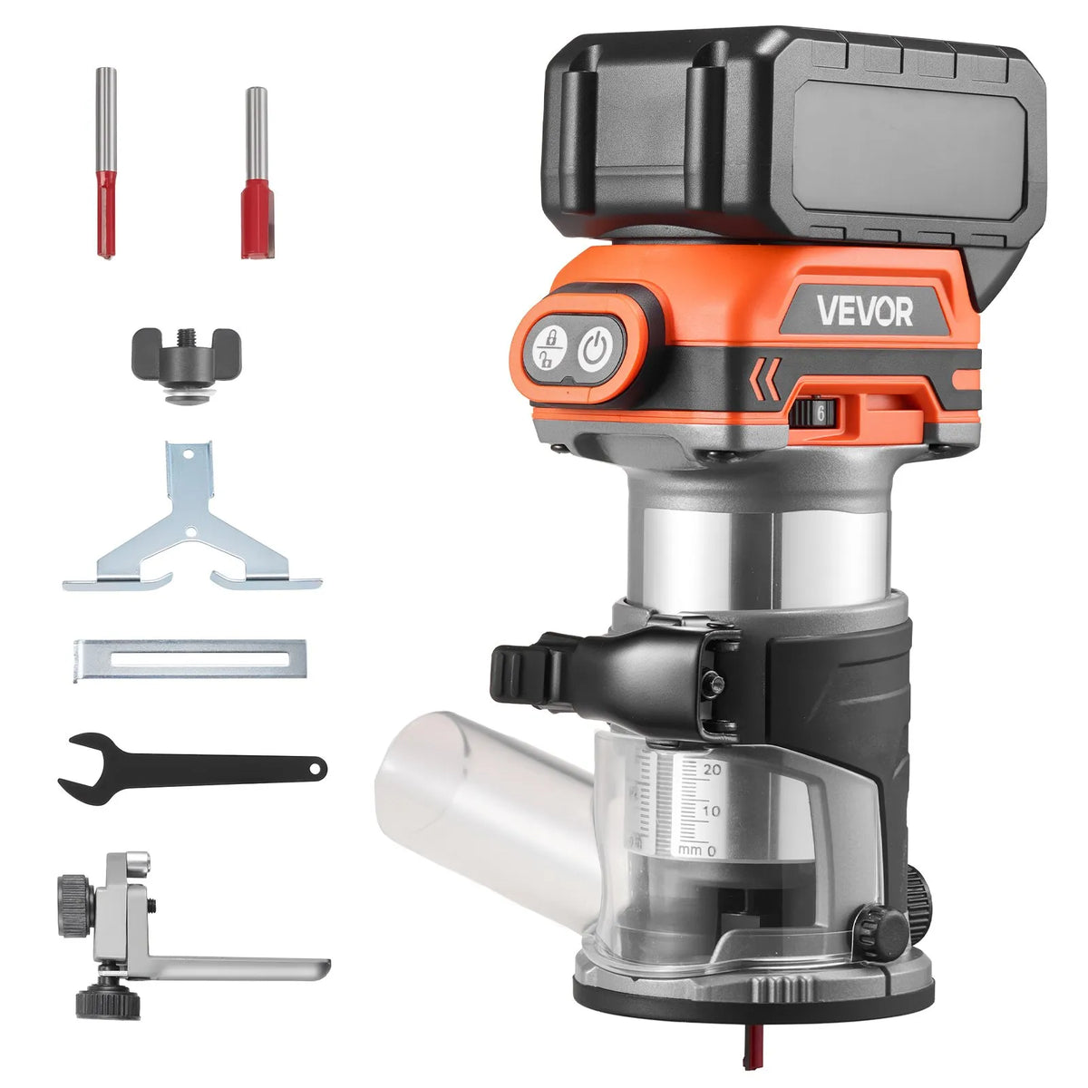 VEVOR Cordless Wood Router with Brushless Motor, Compact Variable Speed Edge Router with Fixed Base and Dust Cover for Woodworking, Compatible with Makita Batteries without Battery Included