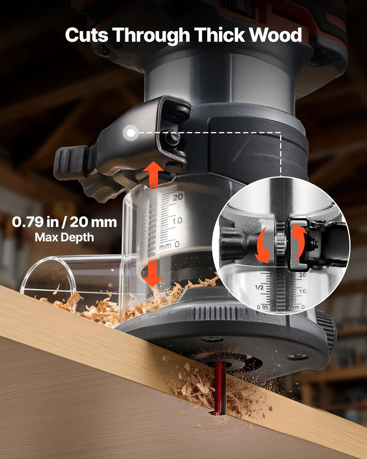 VEVOR Cordless Wood Router with Brushless Motor, Compact Variable Speed Edge Router with Fixed Base and Dust Cover for Woodworking, Compatible with Makita Batteries without Battery Included