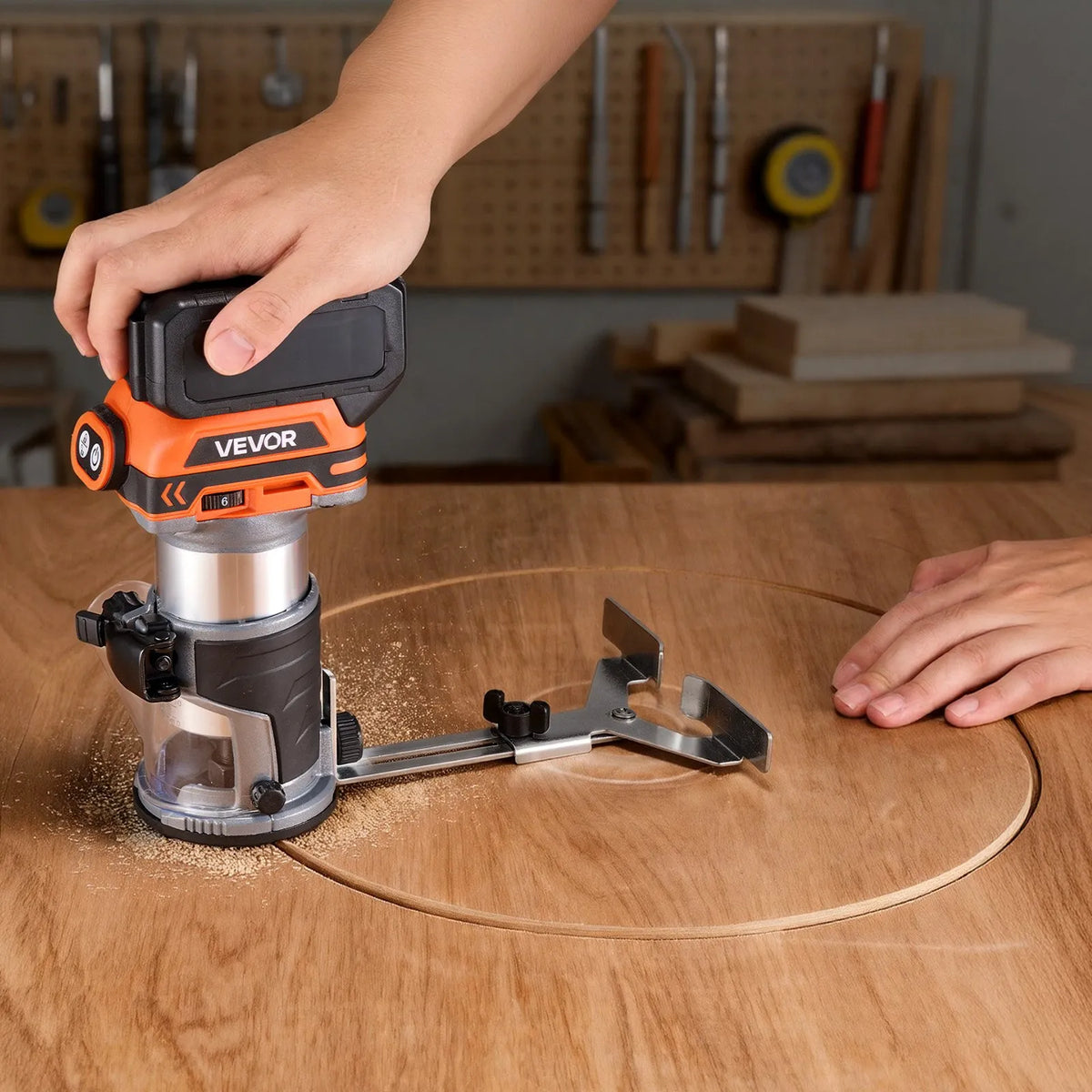 VEVOR Cordless Wood Router with Brushless Motor, Compact Variable Speed Edge Router with Fixed Base and Dust Cover for Woodworking, Compatible with Makita Batteries without Battery Included