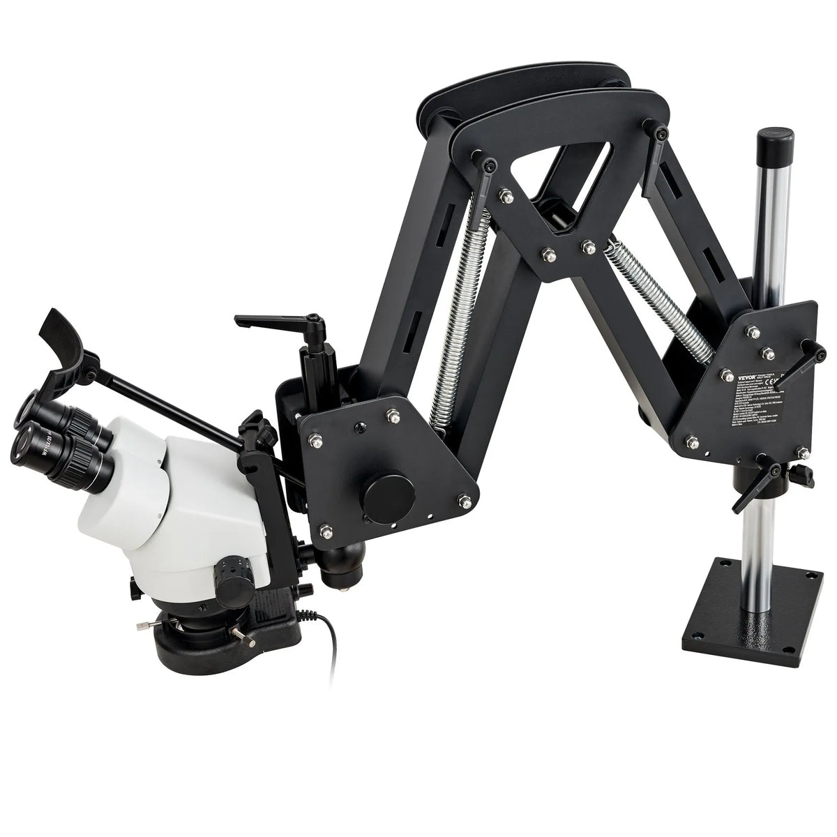VEVOR Multi-directional Microscope with Spring Clamp, 7–45× Magnification, Jewellery Inlay Stand with Integrated USB Ring LED Illumination