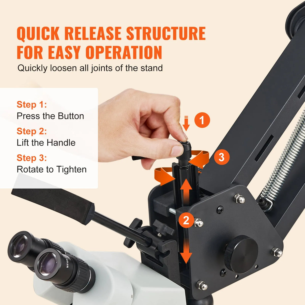 VEVOR Multi-directional Microscope with Spring Clamp, 7–45× Magnification, Jewellery Inlay Stand with Integrated USB Ring LED Illumination