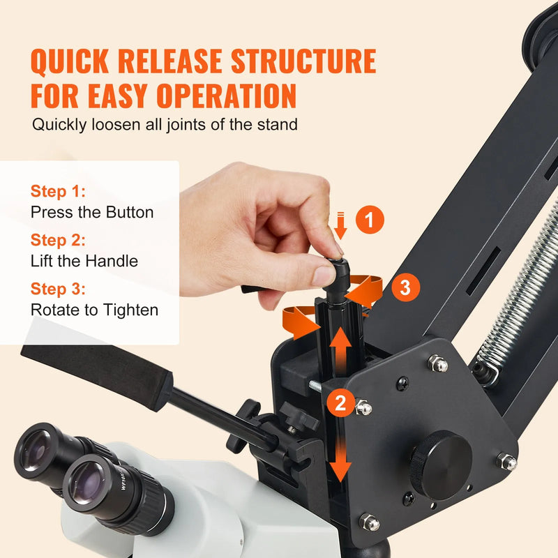 VEVOR daudzvirzienu mikroskops ar atsperes stiprinājumu, 7–45× palielinājums, rotaslietu inkrustācijas statīvs ar integrētu USB gredzenveida LED apgaismojumu