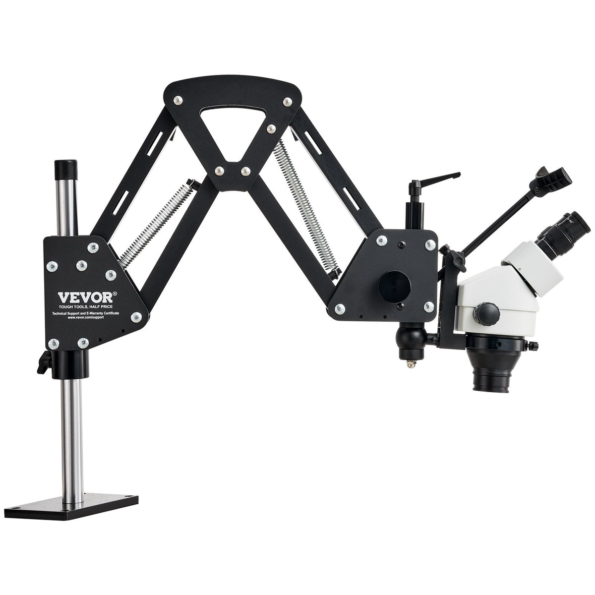 VEVOR Multi-directional Microscope with Spring Clamp and 360° Ball Head Stand, 7–45× Magnification, Jewellery Inlay Stand with Integrated USB Ring LED Illumination