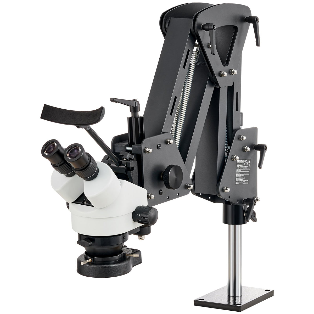 VEVOR Multi-directional Microscope with Spring Clamp and 360° Ball Head Stand, 7–45× Magnification, Jewellery Inlay Stand with Integrated USB Ring LED Illumination
