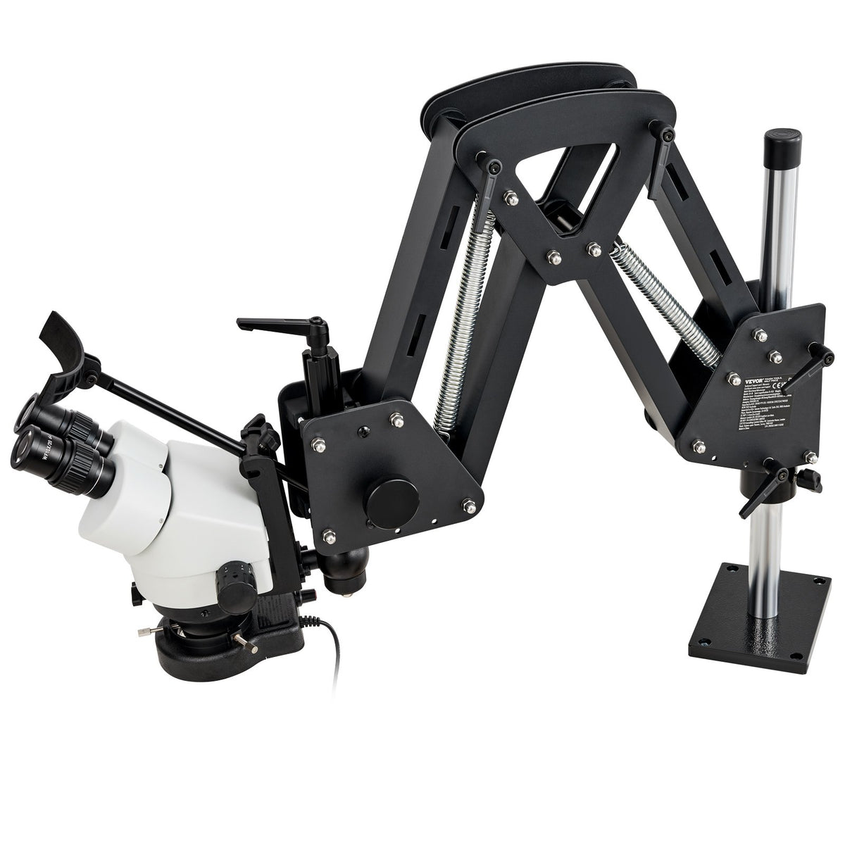 VEVOR Multi-directional Microscope with Spring Clamp and 360° Ball Head Stand, 7–45× Magnification, Jewellery Inlay Stand with Integrated USB Ring LED Illumination