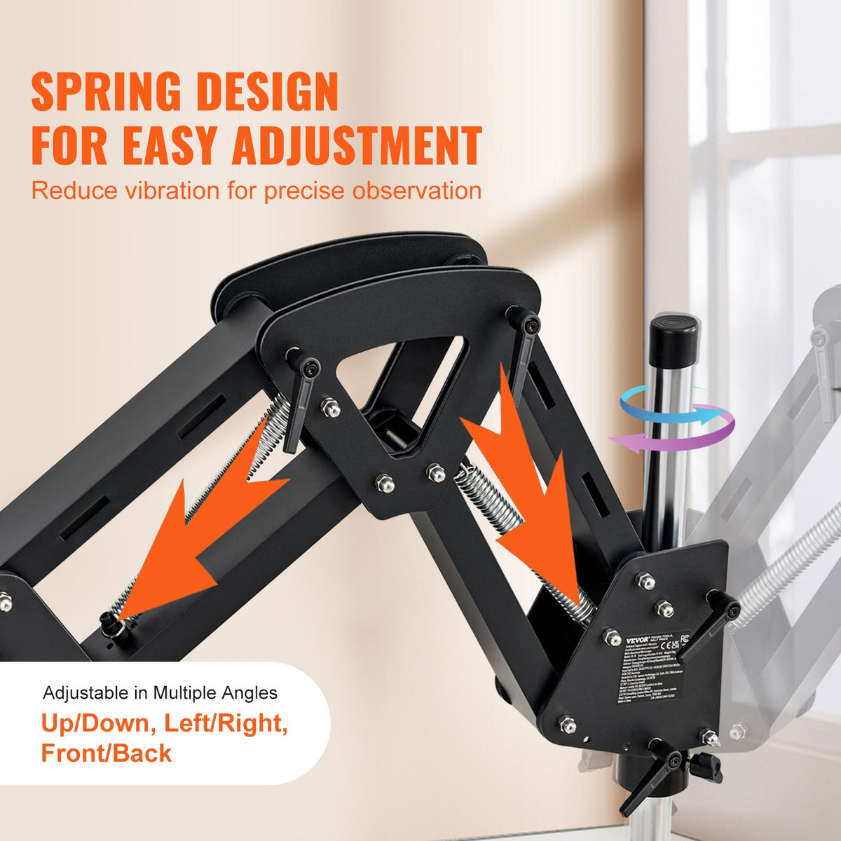 VEVOR Multi-directional Microscope with Spring Clamp and 360° Ball Head Stand, 7–45× Magnification, Jewellery Inlay Stand with Integrated USB Ring LED Illumination