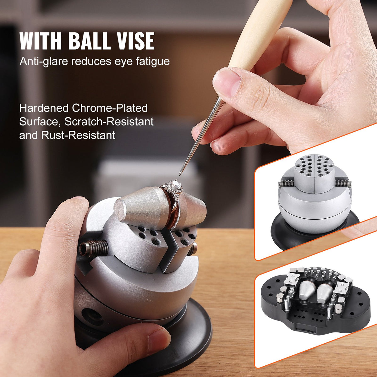 VEVOR Multi-directional Microscope with Spring Clamp and 360° Ball Head Stand, 7–45× Magnification, Jewellery Inlay Stand with Integrated USB Ring LED Illumination
