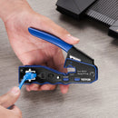 RJ45 presformas komplekts, Cat5e/Cat6/Cat6a, 8 kontaktu spraudņiem, ar 20 caurejošiem savienotājiem un aizsargiem, vadu noņēmēju un tīkla testeri